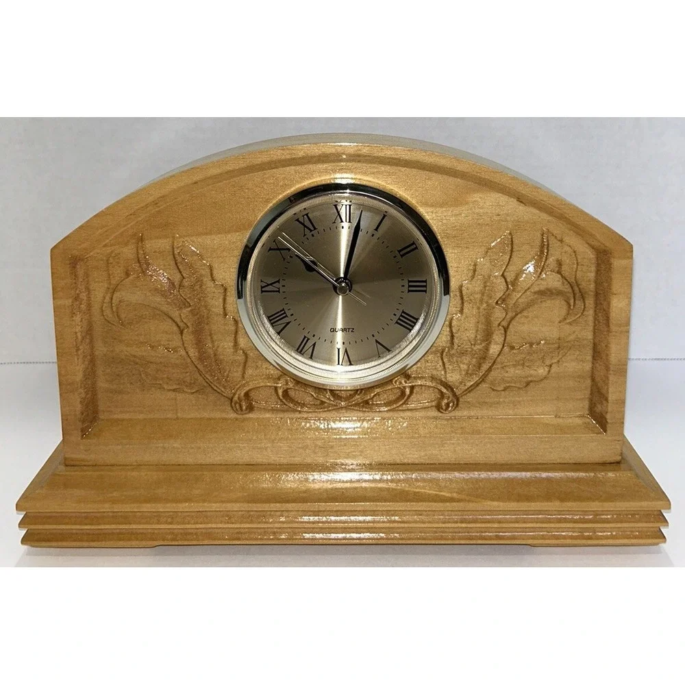 Clock Religious Cross Mantle Quartz Movement Works‎ Handmade Engraved EUC